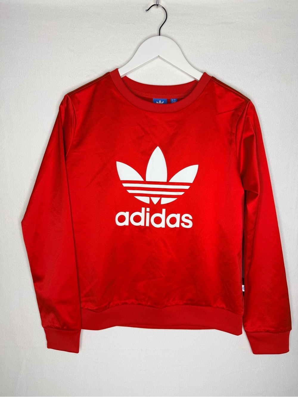 adidas Red Crewneck Sweatshirt with White Trefoil Small